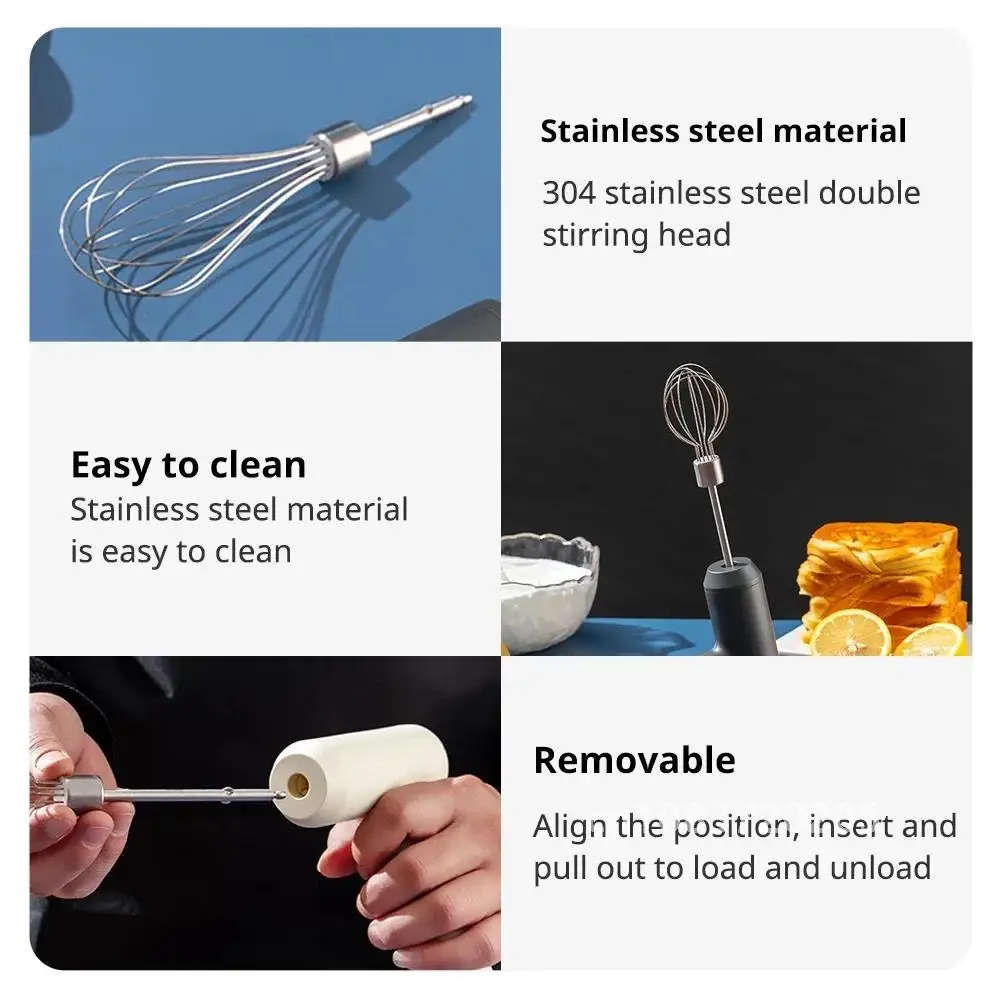 1 PCS Wireless Electric Food Mixer Handheld USB Rechargeable 3 Speeds Egg Beater Baking Dough Cake Cream Mixer Automatic Beater