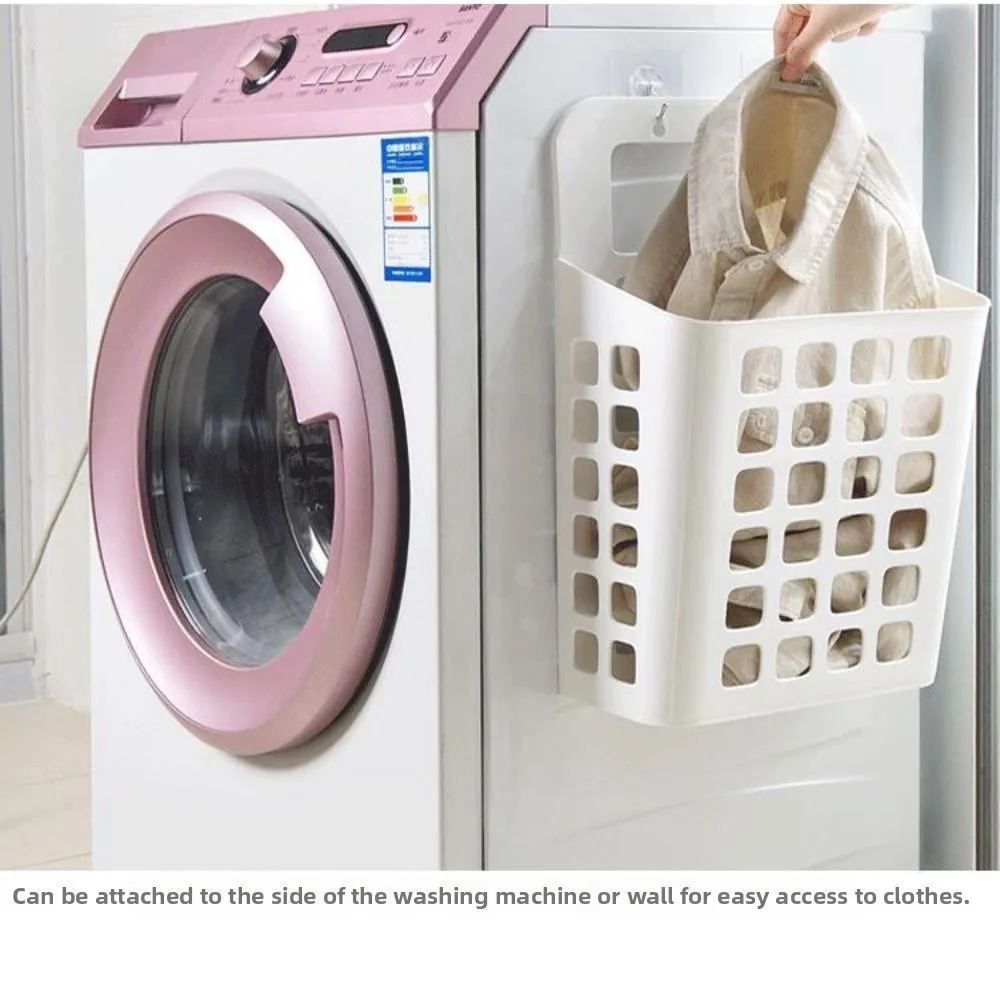 Draining Holes Hanging Laundry Basket Folded Organizer Bin Dirty Laundry Organizer Wall Mount Design Fold Laundry Hamper - view 2