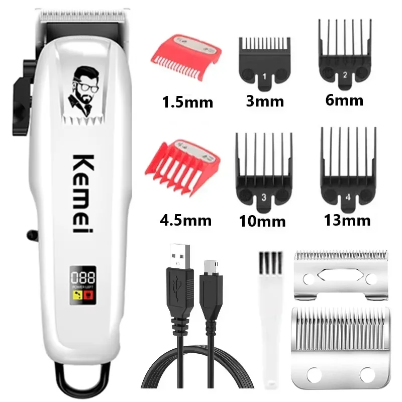 

Kemei PG809A Hair Clipper Adjustable Powerful Barber Electric Hair Trimmer for Men Professional Cordless Htter with LED Display