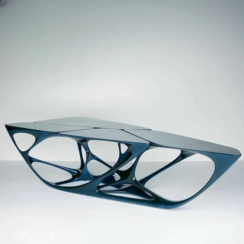 

Nordic creative fiberglass Zaha hollow coffee table special-shaped tree root tea table modern high-end triangular design