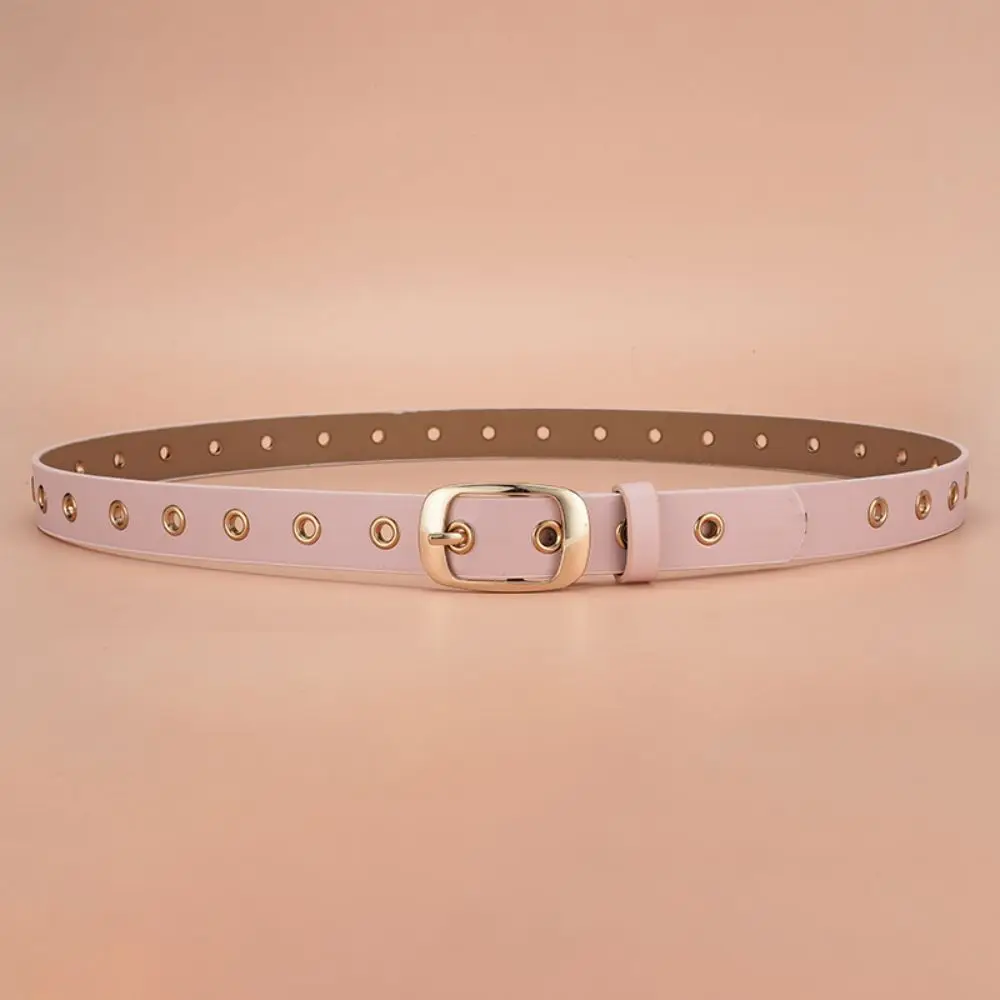 1pc Neue frauen Gürtel Mode Metall Öse Gürtel Kein Stanzen Hohl PU Leder Gürtel Gepaart mit Jeans Gürtel für Männer und Frauen – Detail 14