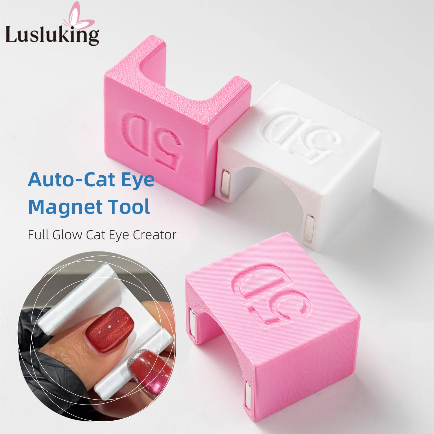 1/2 Pcs U-Shaped Nail Art Tool Cat Eye Gel Polish Enhancer for French Manicure, Automatic Full-Field Glow Effect DIY Stand