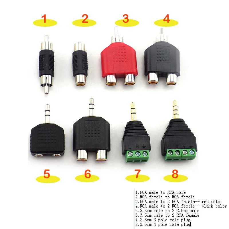 

RCA Male To Male Female AV Jack RCA Plug Video Plug Converter Adapter DIY Audio Cable CCTV Camera Security System C6