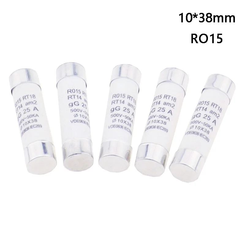 10*38 Fast Blow Ceramic Fuse 10x38mm Fuse 500V 1A 2A 3A 4A 5A 6A 8A 10A 16A 20A 25A 32A RO15 RT14 RT18