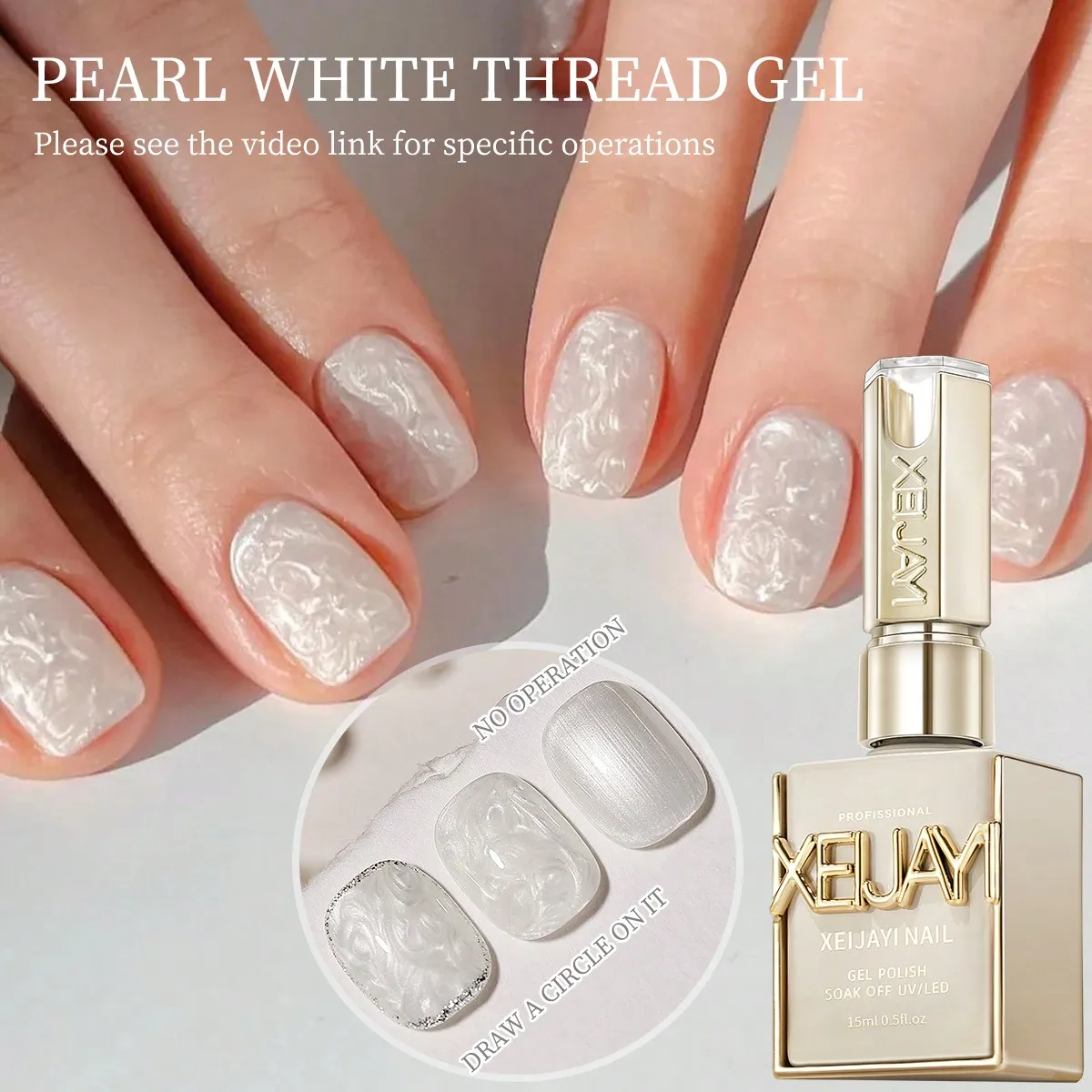XEIJAYI 15ML Pearl White Thread Gel Nail Polish - XEIJAYI