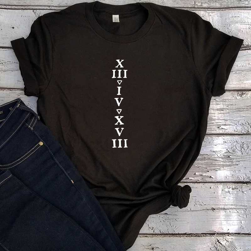 

Personalized Oversize Unisex Shirts Date Roman Numerals on T-shirt Streetwear Women Top Vintage Summer Classic Tees M