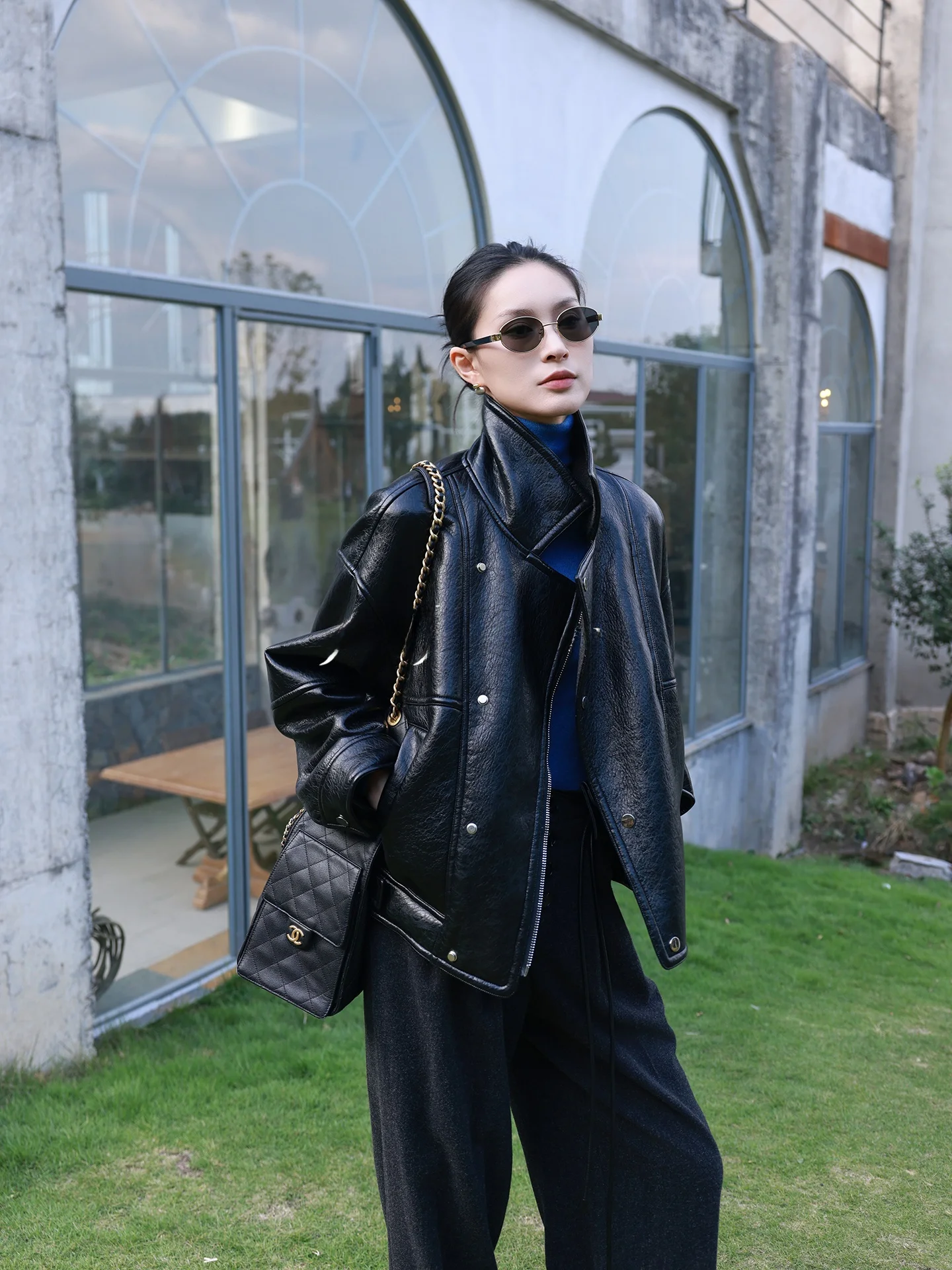 

Кожаная куртка Jieji Zhang: весенняя, повседневная, свободного кроя, с карманами, универсальная, теплая, короткая, для молодых женщин, Китай