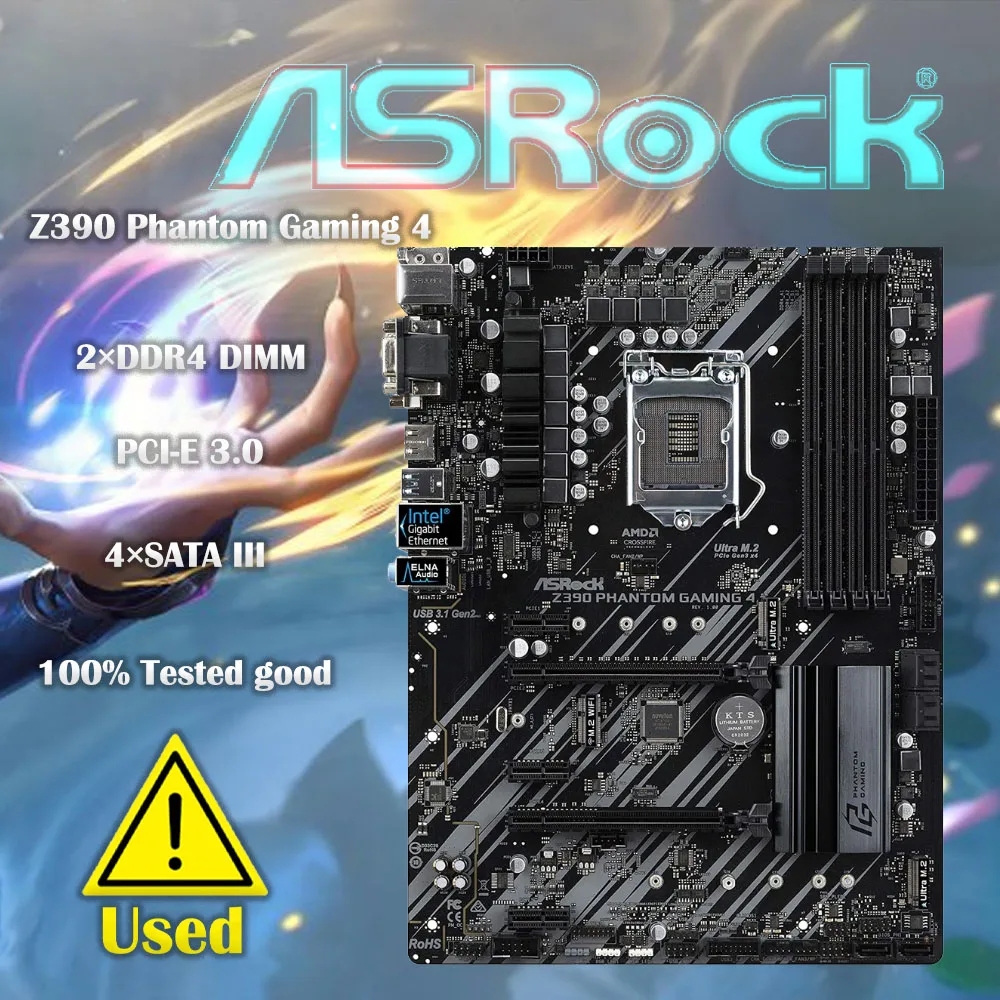 ASRock Z390 Phantom Gaming 4 Motherboard Supports DDR4 4300MHz+ (OC) HDMI 1.4 with max. resolution up to 4K x 2K (4096x2160)