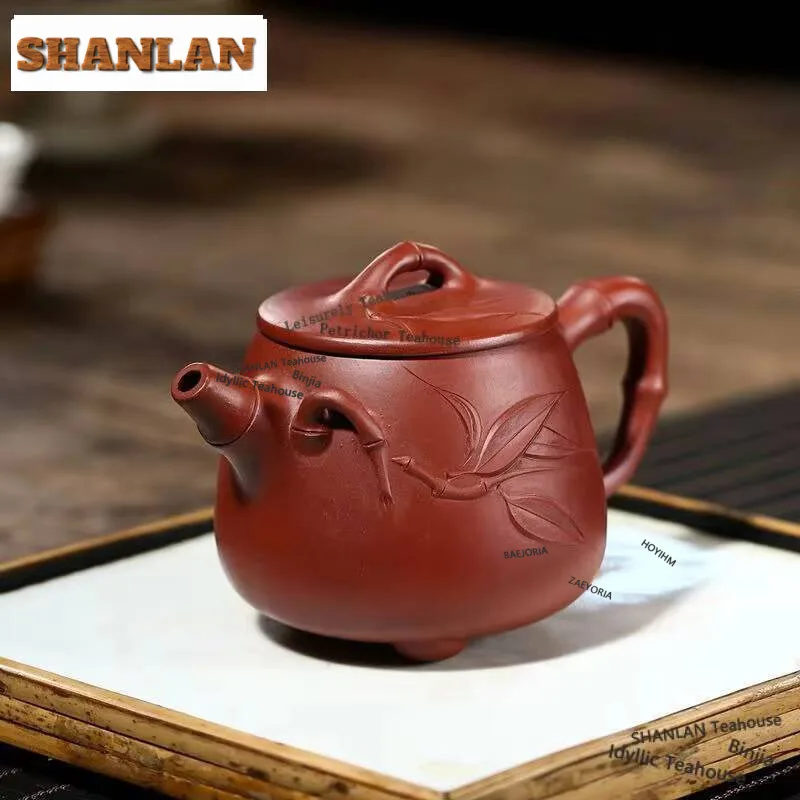 

280ml Yixing Purple Clay Teapot Handmade Bamboo Joint High Stone Scoop Pot Raw Ore Dahongpao Mud Tea Soaking Kettle Zisha Teaset