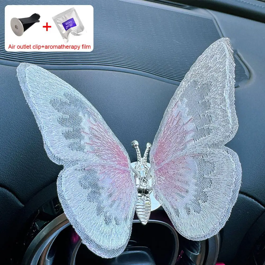 Embroidery Fragrance Butterfly Decoration Trinket For Vehicle Center Console Car Vent Clips Refreshing Ornament 2024