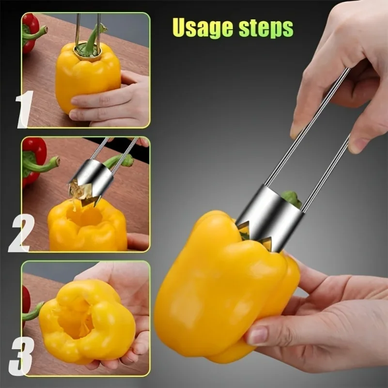 

Stainless Steel Corers Portable Core Remover Fruit and Vegetable Core Extractor Kitchen Tools for Pitting Chili Peppers Melons