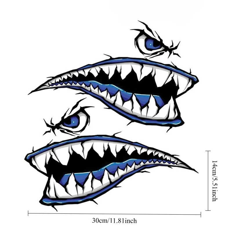 Shark Mouth Eyes Vinyl Decal Waterproof Sticker For Kayak Boat Car Body DIY Decor view 5