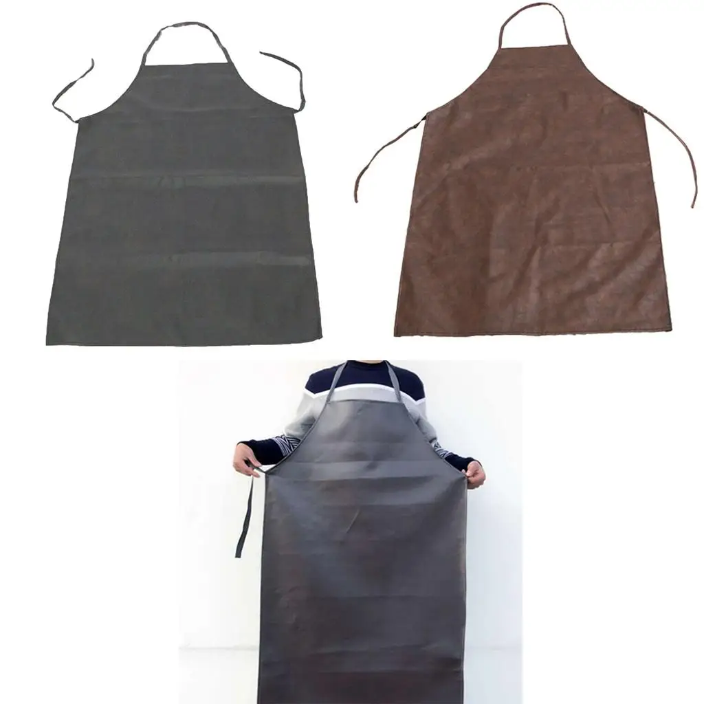 PU Kitchen Apron Adjustable Vest Type Apron Waterproof Big Size Protective Smocks for Chef Cooking and Gas Station