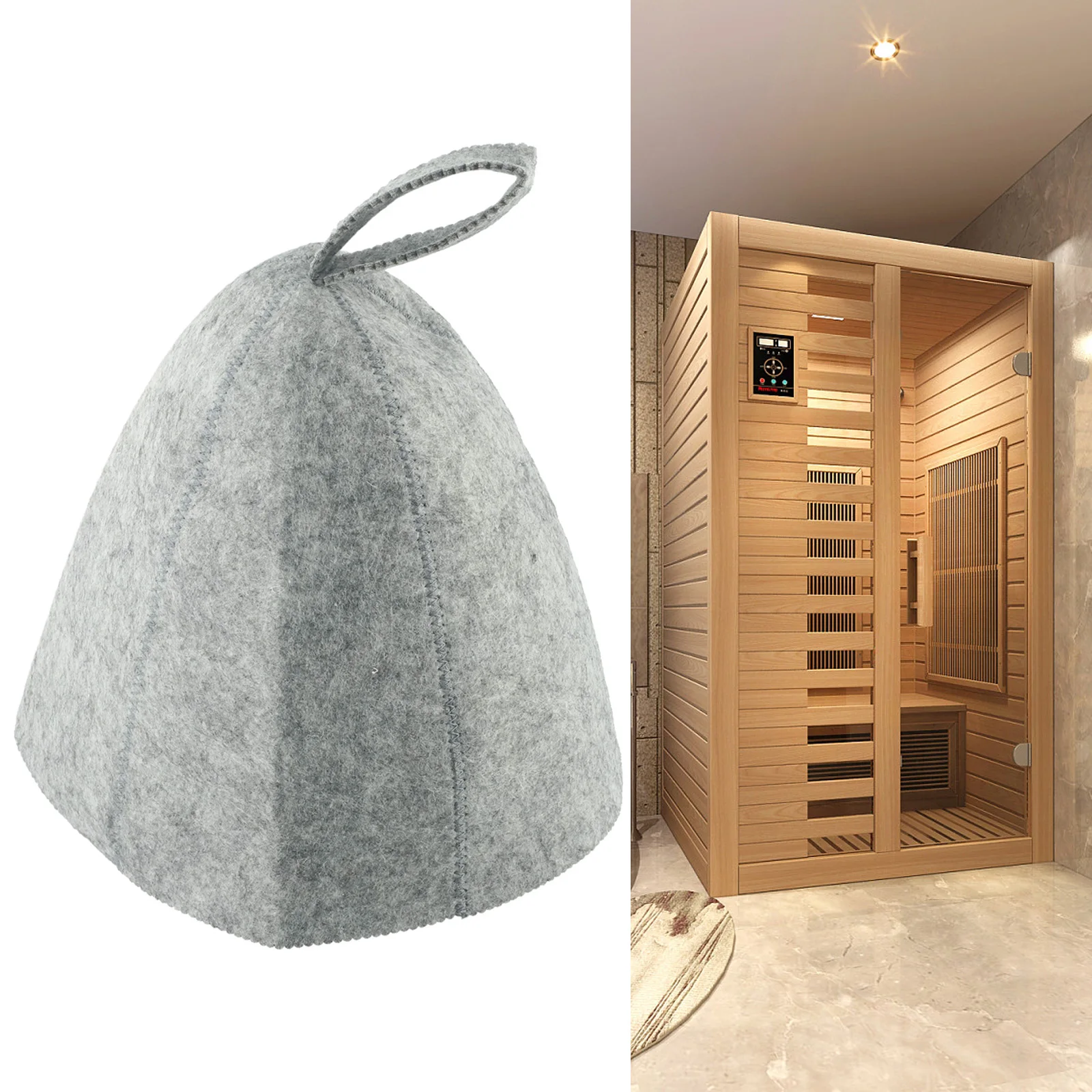 Topi Sauna Bulu Wol Tebal, Kain Insulasi Panas, Cocok untuk Sauna dan Banya, Mempertahankan Kelembapan Alami Rambut