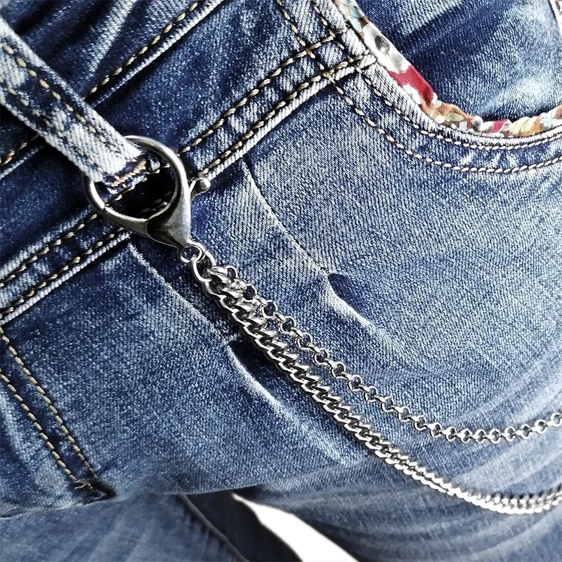 2in1 Stainless Steel  Wallet Belt Chain Rock Punk Trousers Hipster Pant Jean Keychain motion Ring Clip Keyring HipHop Jewelry - Image 4