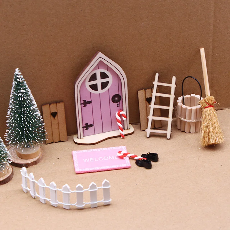 Cross-border hot-selling doll house pink elf door decoration, fairy fairy tale BJD miniature scene simulation model 13 pieces