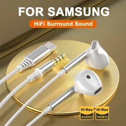 For Samsung Headphones HiFi Surround Bass With Mic USB Type C 3.5mm Music Wired Earplugs For Galaxy S24 Ultra iPhone 15 Pro Max