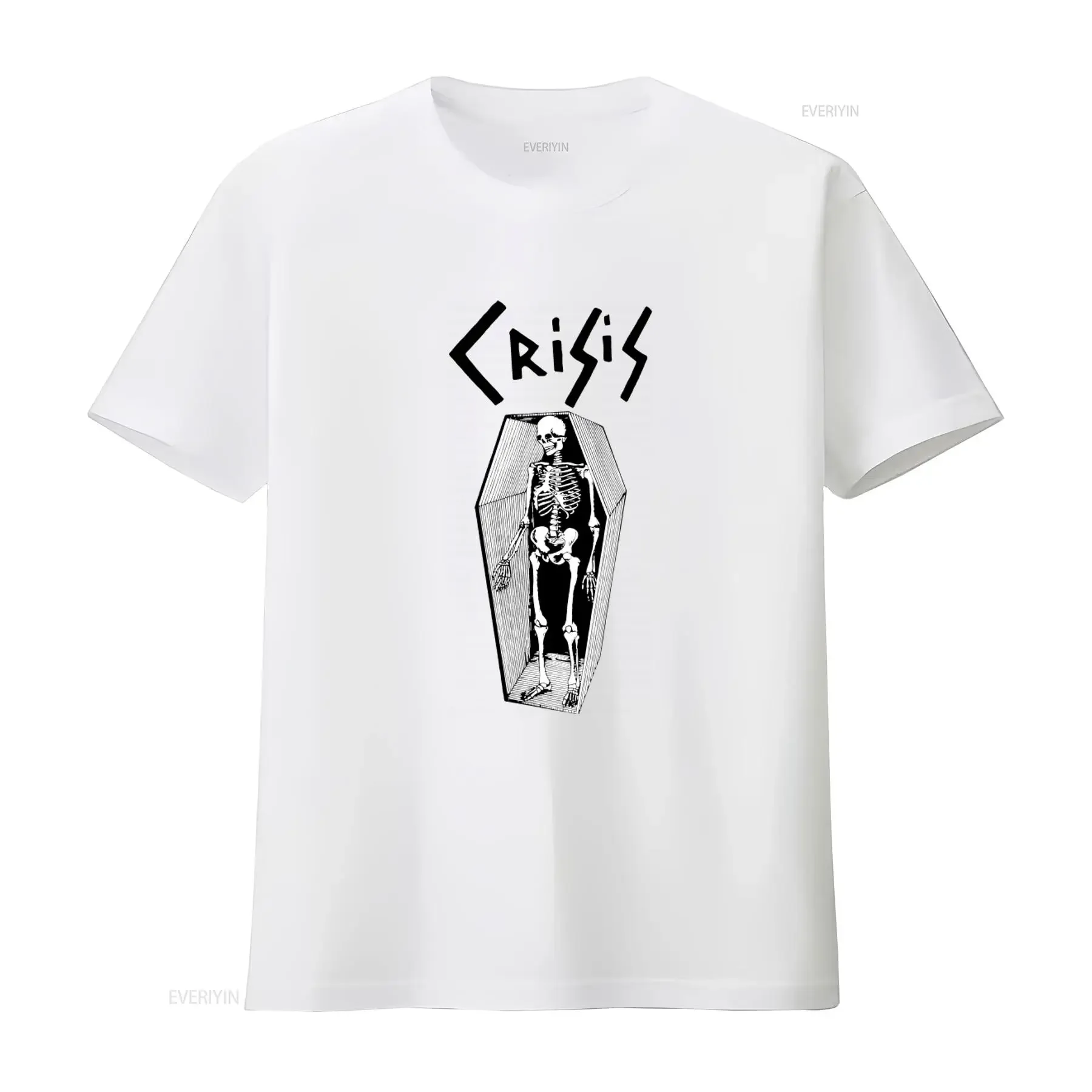 Crisis Punk Rock T shirt No Town Hall Design with Skeleton in Coffin Ideal for Oi Blitz Death Joy Crass Amebix KBD Fans Stylish