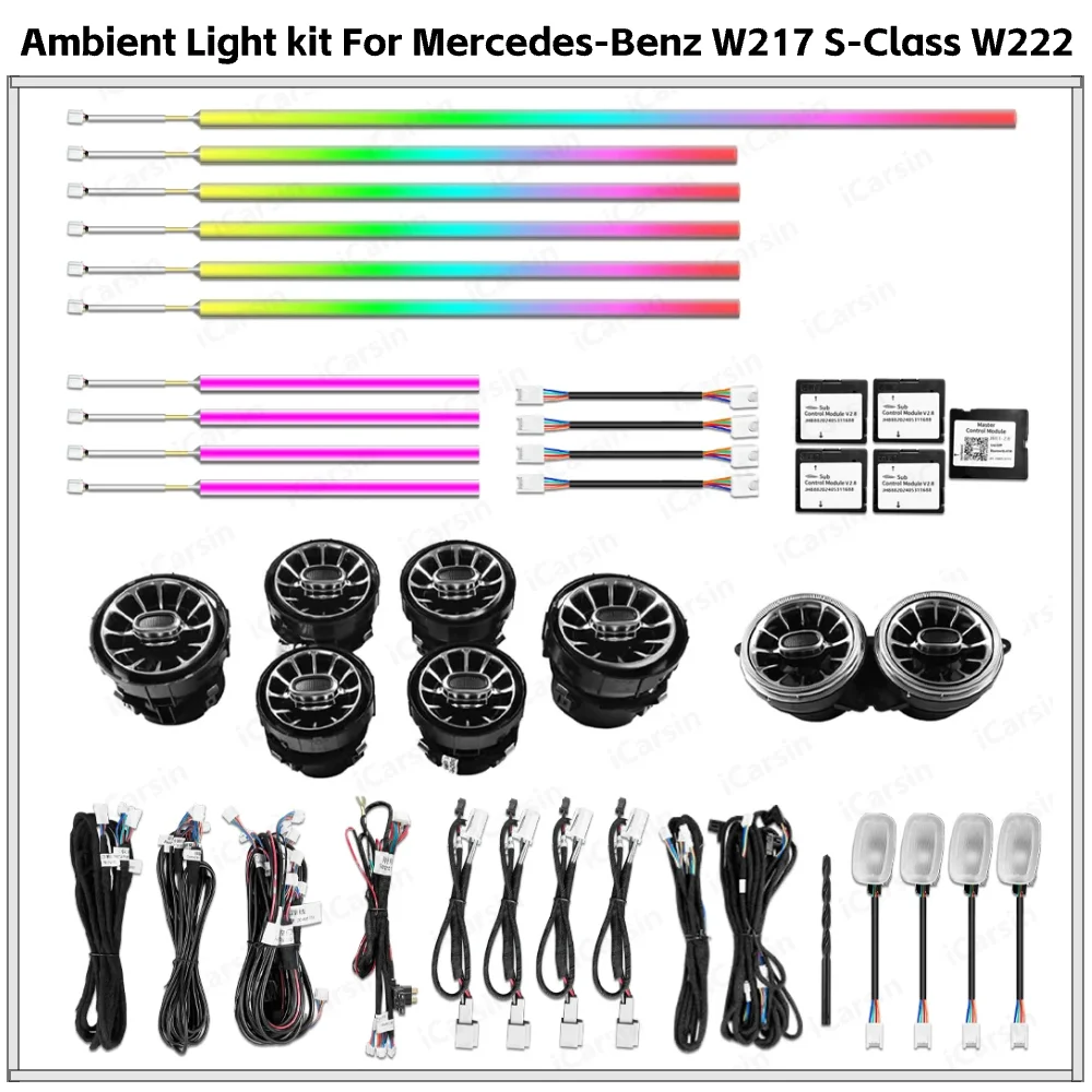 

For Mercedes S Class Coupe C217 Ambient Light 2014-2021 64 Colors Dynamic APP Control Interior Lighting Upgrade Installation Kit