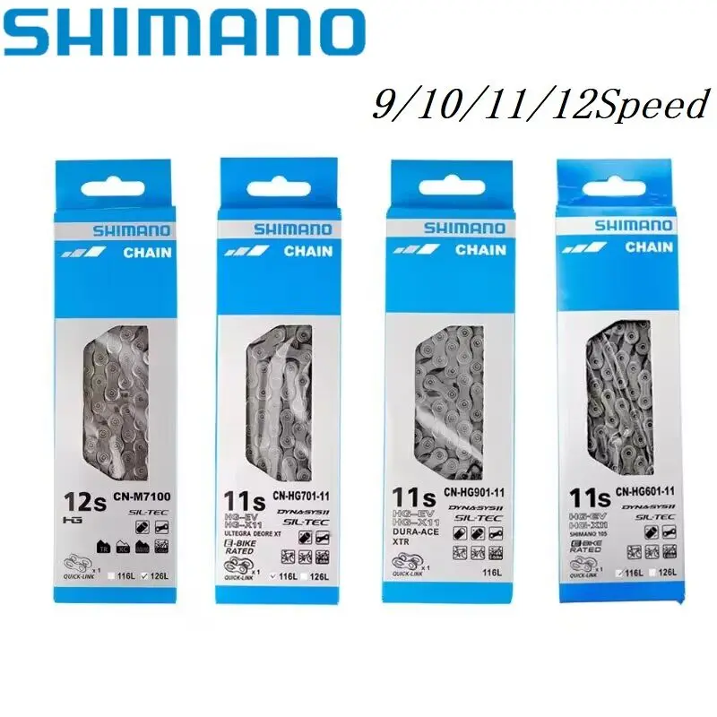 SHIMANO 9/10/11/12 Speed Bike Chain HG53 HG54 HG95 HG701 M8100 Road MTB Bicycle Chain 116/126 Links Bike Chain 8v 9v 10v 11v 12v