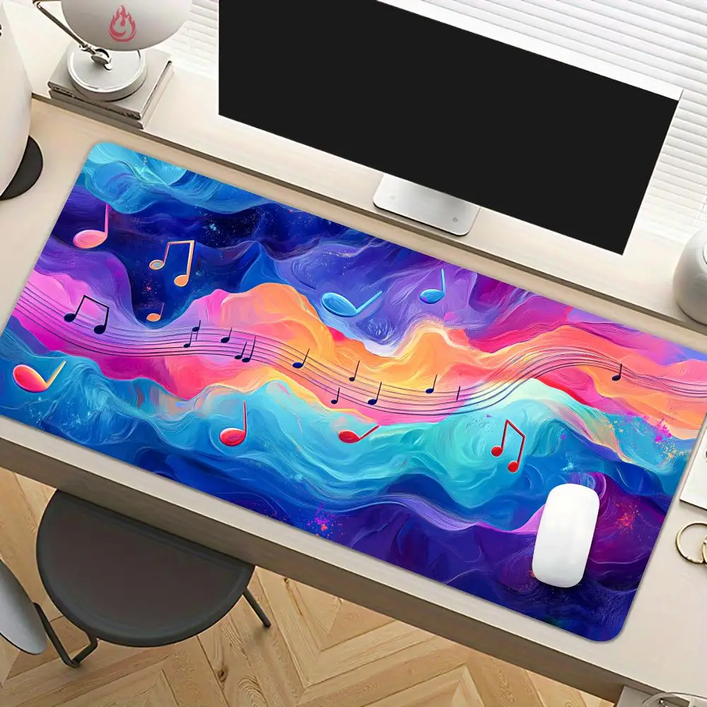 Artistic Romantic Notes Mouse Pad Desk Mat with Stitched Edge XXL Mousepads Rubber Anti-slip Gamer Keyboard Rug Gaming Mats