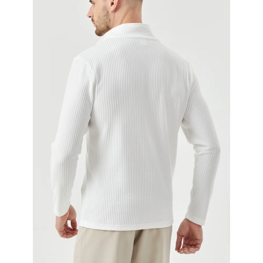 Stand Collar Sweater Full Zip Cardigan Everyday Use Knitted Thick Knit Tight Fit Long Sleeve Stand Collar Solid Color