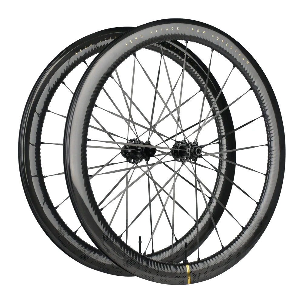 SUPERTEAM EVO Waterdrop Pattern Disc Brake Carbon WheelSet Road Bicycle for HG/XDR hub 45/50/60mm Clincher Carbon Wheels UCI