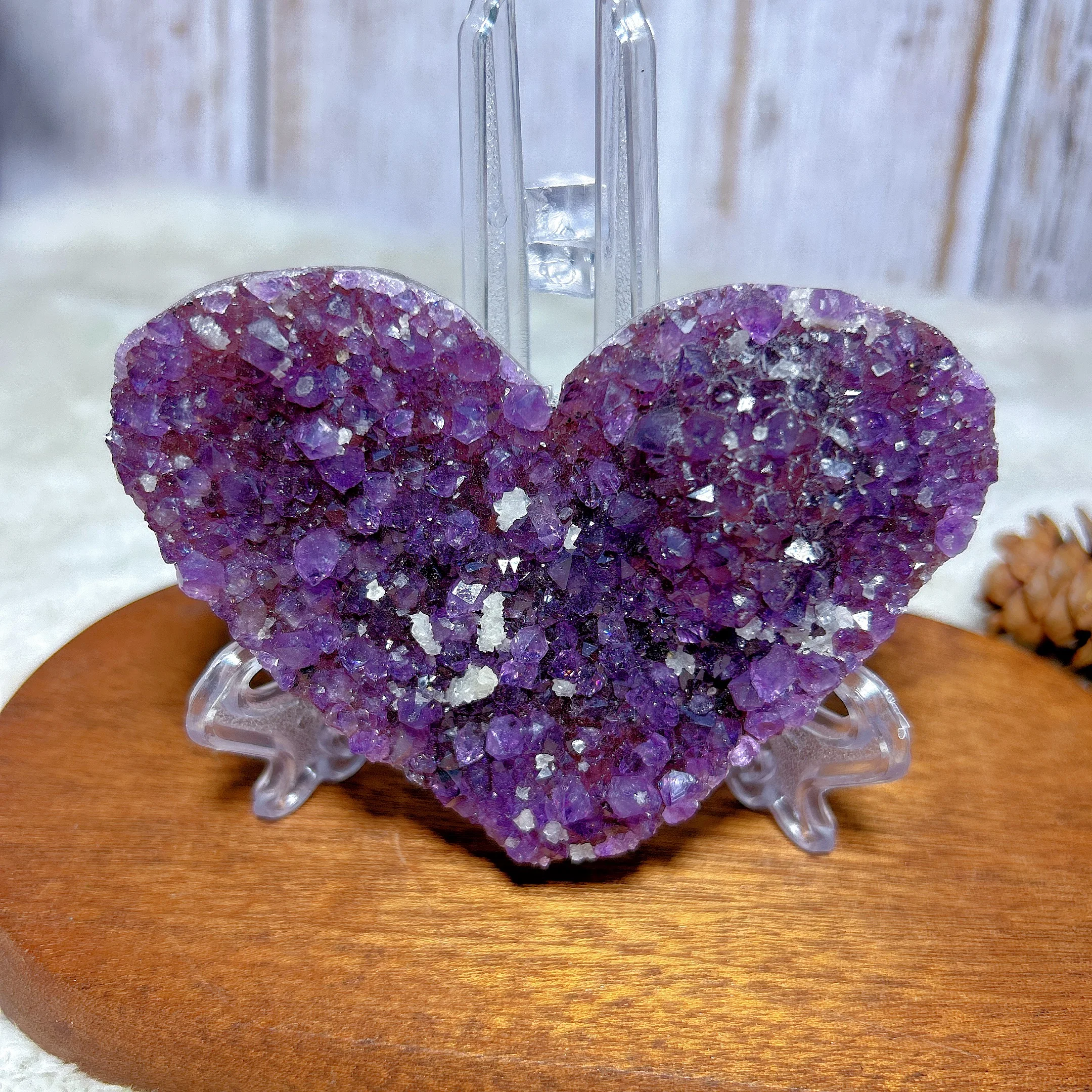 

High Quality Natural Crystal Amethyst Cluster Druzy Heart Healing Gemstones Mineral Energy Home Decorations Gift