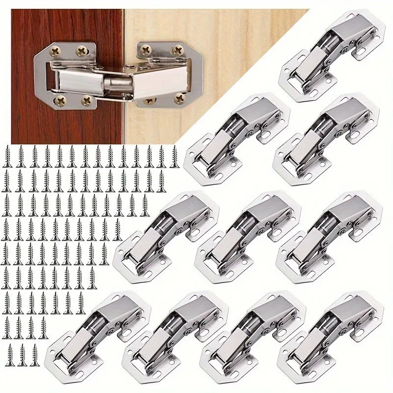 

2/10pcs 90 Degree Steel Cabinet Hinges No-Drilling HoleHydraulic Buffer Hinge for Home Kitchen Furniture Hardware