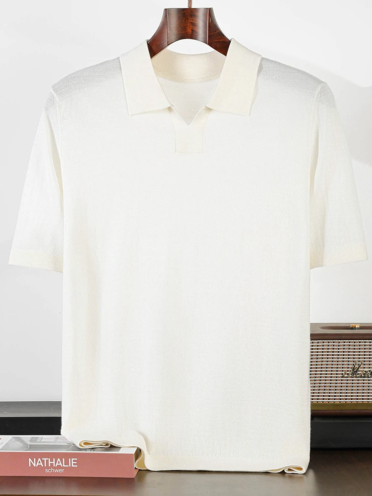 

Умные повседневные летние мужские футболки из 100% камвольной мериносовой шерсти, однотонный вязаный пуловер с короткими рукавами, тонкая одежда, топы, мягкие футболки-поло