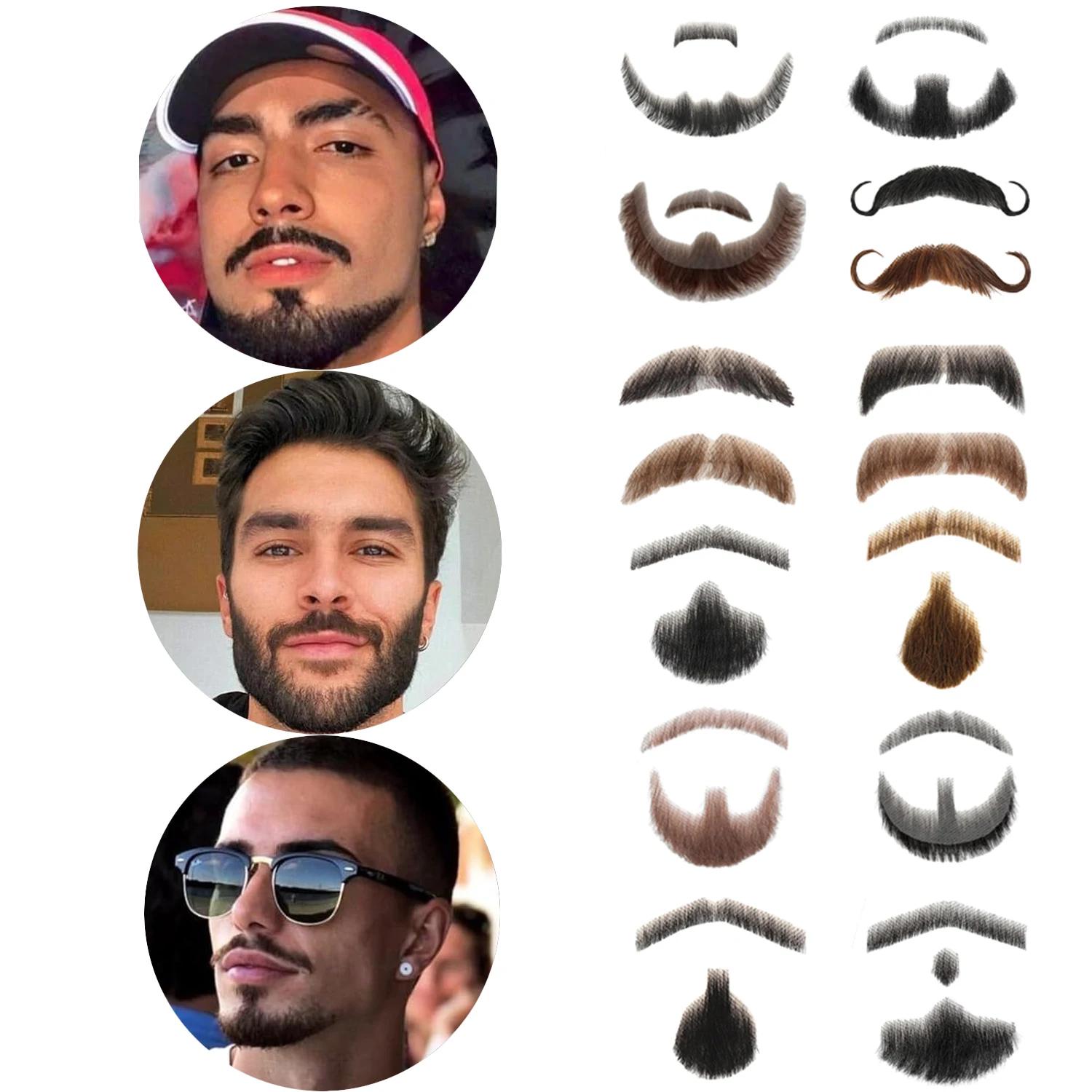 

Наращивание бороды для лица, человеческие волосы, усы, черный костюм, искусственная борода для взрослых и мужчин, реалистичный макияж, кружево, невидимые накладные бороды