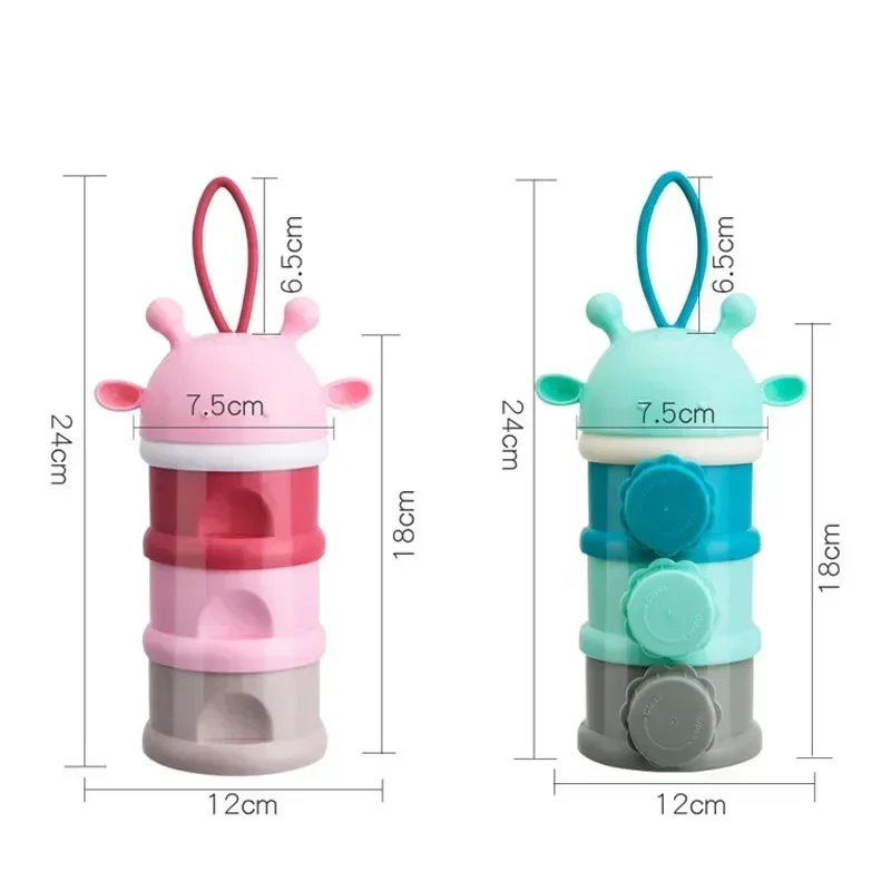 Boîte de rangement portable pour aliments pour bébés, style ours, 3 couches, 4 couches, plusieurs ouvertures, céréales, dessin animé, lait en poudre pour bébé, conteneur de collation pour tout-petits