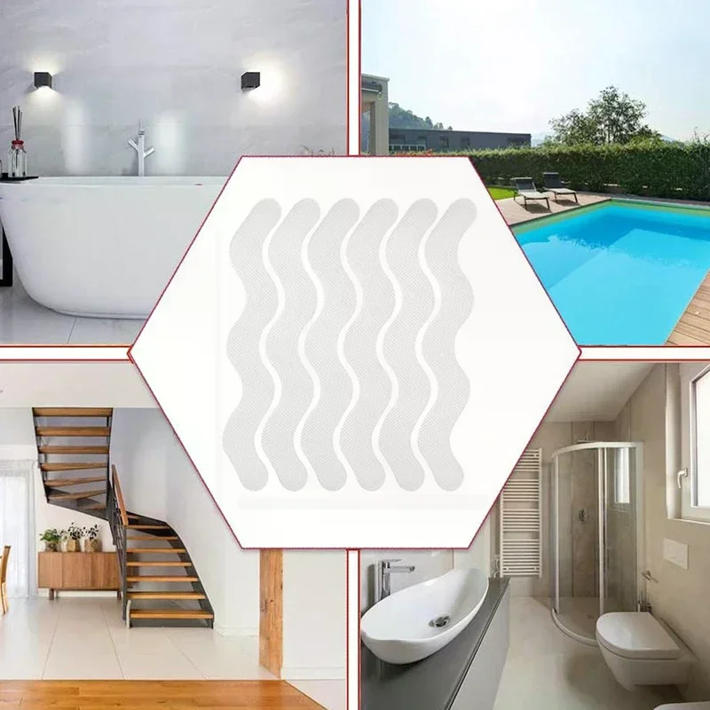 24pcs/Package Transparent Anti-Slip Stickers For Bathroom Floor And Shower - Bathtub Floor Safety Anti-Slip Strips