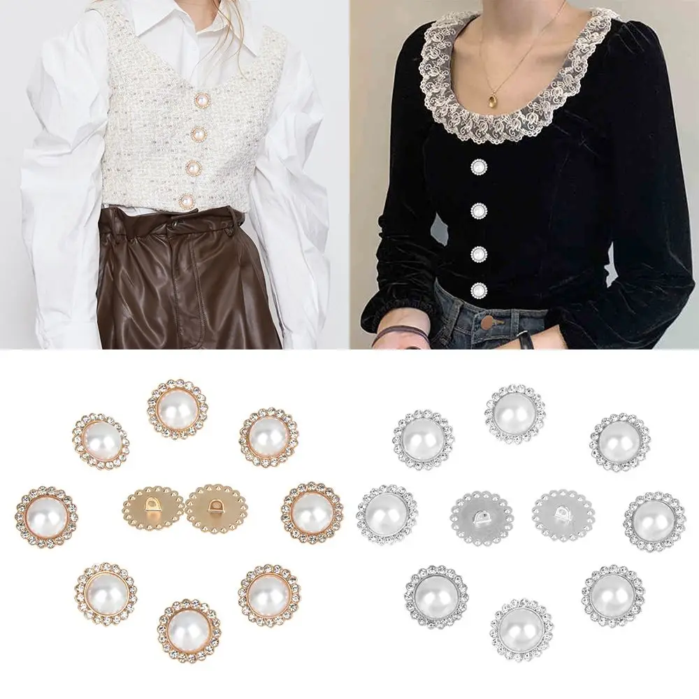 10Pcs Clothing Accessories Sewing Button DIY Sewing Accessories Shirt Buttons Shiny Rhinestone Pearl Clothing Buttons