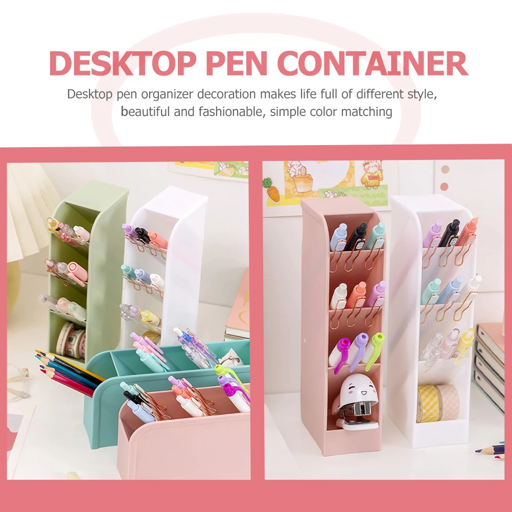 

4Pcs Colorful Pen Holder Set Modern Desktop Organizer for School Office Use Multi-Function Stationery Storage with Decorative