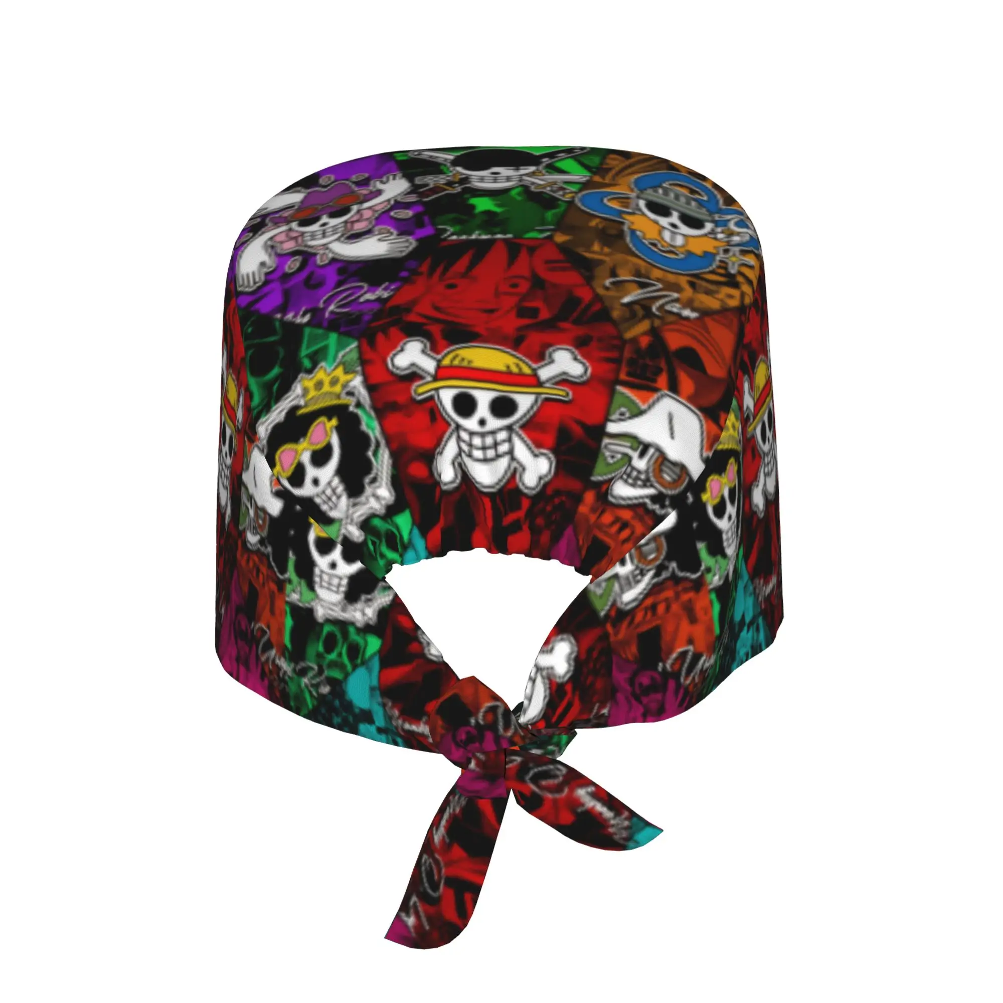 Custom One P-Pieces Luffys Cleaning Working Cap Unisex Anime Classic Manga Movie Scrub Cap Surgicals Hat Nurse Scrubs Hat Nurse