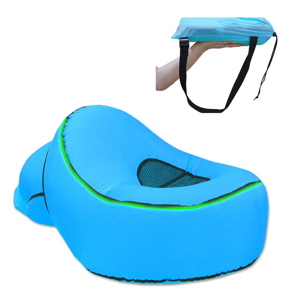 

New LED Lights Lazy Person Inflatable Folding Chair Portable Ultra-Light Camping Fishing Beach Lounger Beach Inflatable Mat