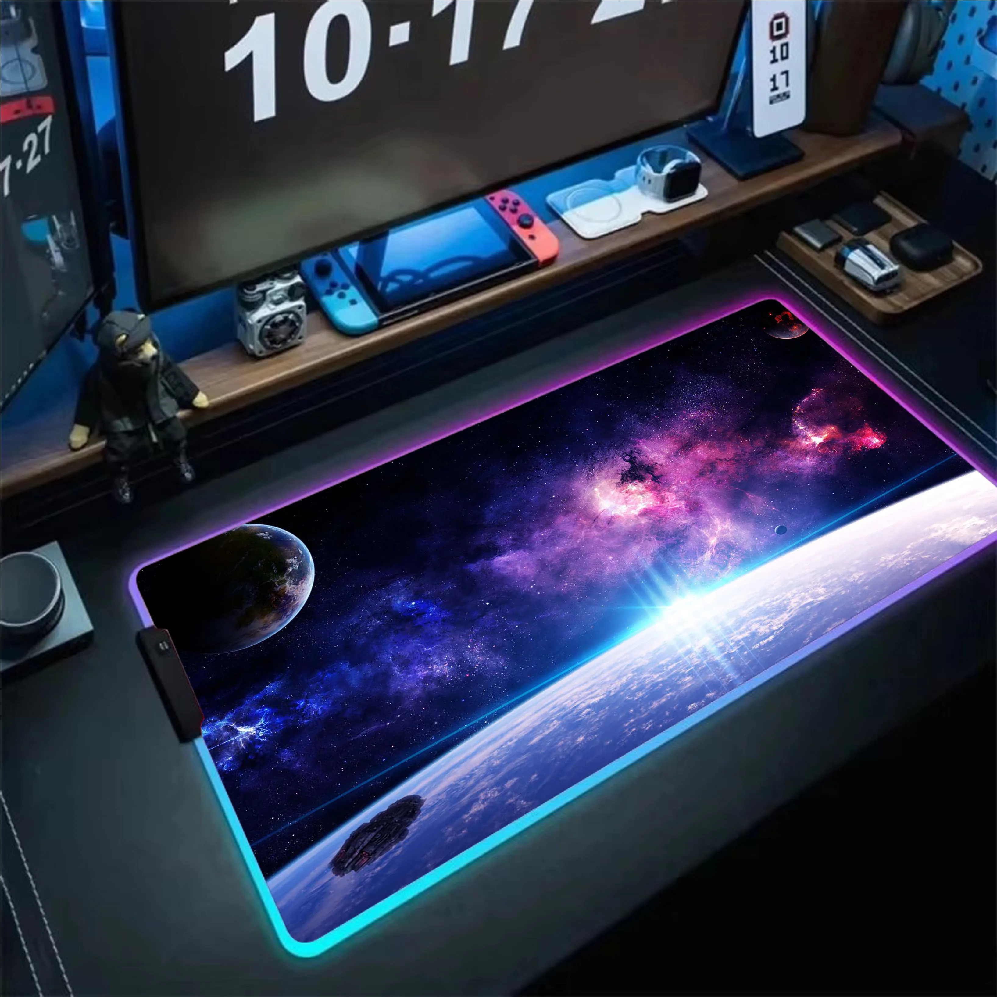 

RGB Blue Purple Cloud Space Mouse Pad LED Gaming Laptop Game Mouse Mat Mousepad коврик для мыши Desk Mat Speed Keyboard Pads