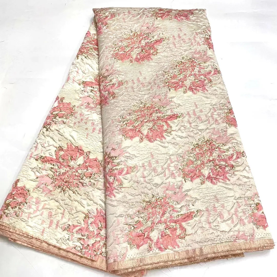 

Latest Jacquard Brocade French African Lace Fabric Organza Fabric African Style Fabric for Wedding Party Dress VJ5374