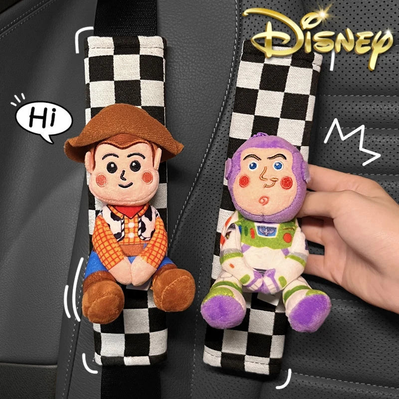 2024 venda quente disney toy story buzz lightyear woody cinto de segurança do carro proteção ombro anti desgaste cinto de segurança capa protetora brinquedo