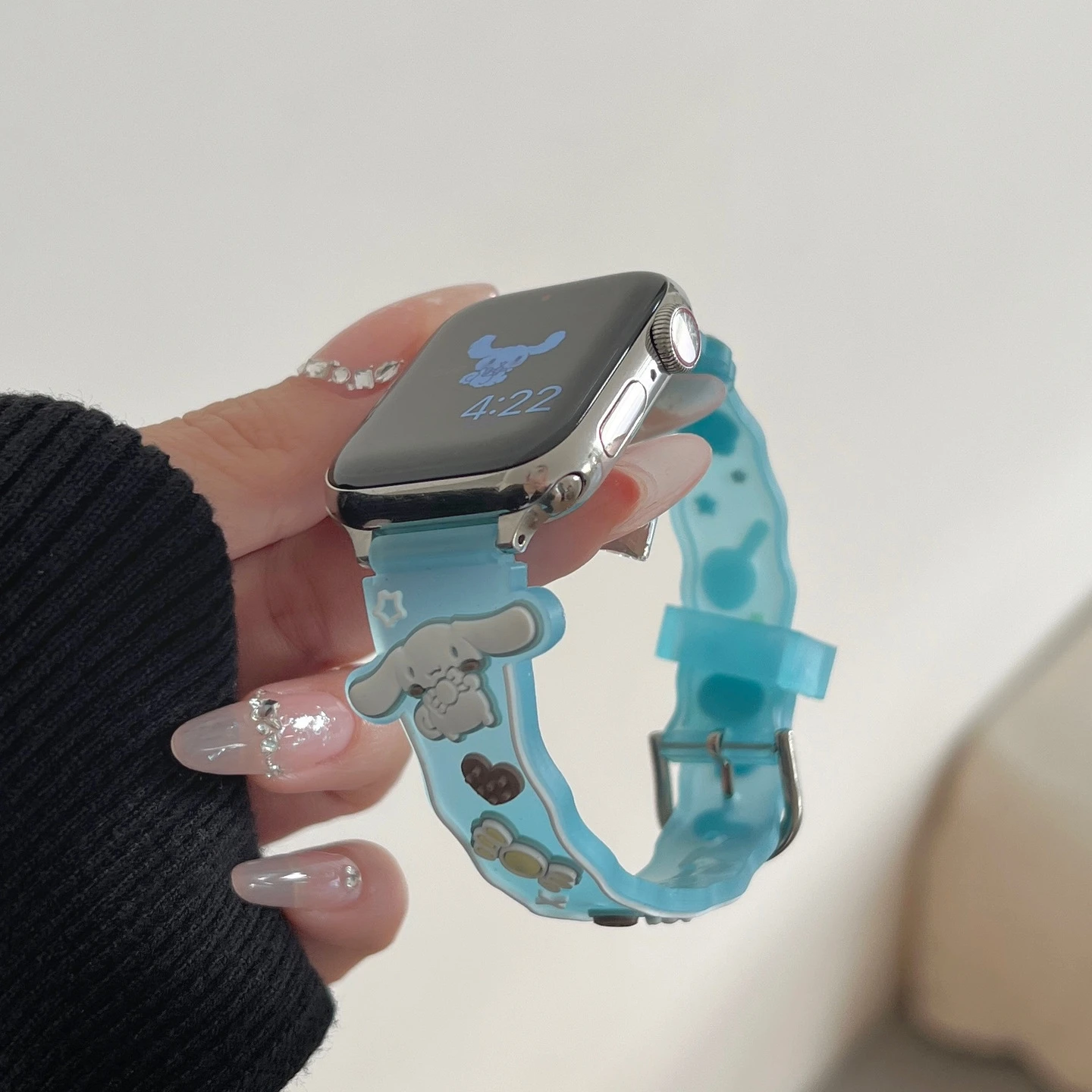 Cartoon Sanrio Hello Kitty Apple Watch Strap Cute Cinnamoroll Kuromi Melody 38 40 42MM Apple Silicone Print Strap Girl Gifts