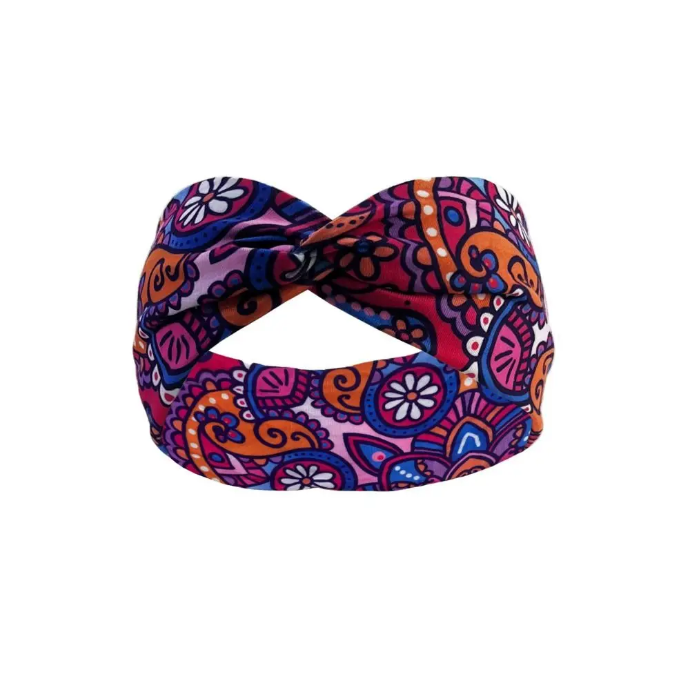 Sweat Absorbent Bohemian Yoga Elastic Headband 10*25cm 10 Colors Outdoor Hair Ties Headscarf Ladies' Floral Printed Headband