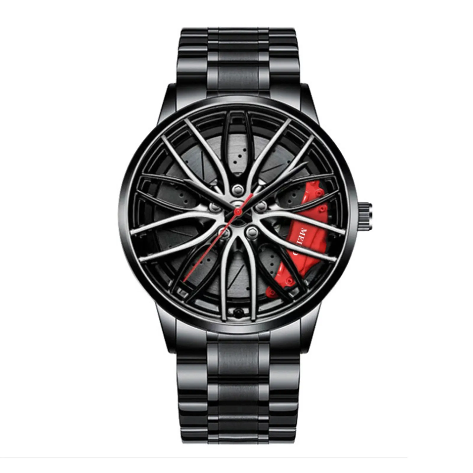 Hot Quartz Stainless Steel Men Watch Premium Quartz Movement Car Rim Wheel Shaped Dial Relogio Masculin