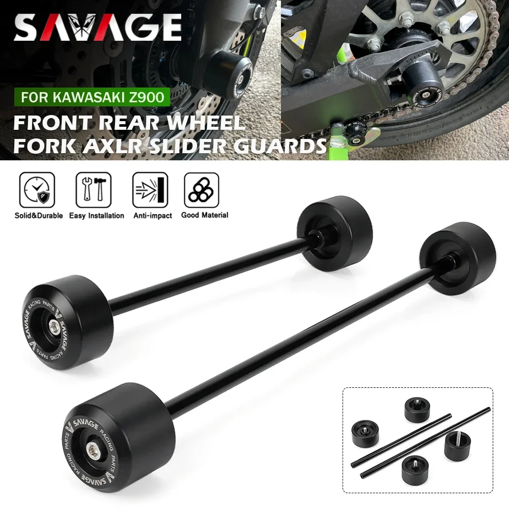 Motorcycle Front Axle Slider Guard For KAWASAKI Z 900 2017-2024 Z900 RS/SE Z900RS Rear Swingarm Wheel Fork Crash Protector Pad