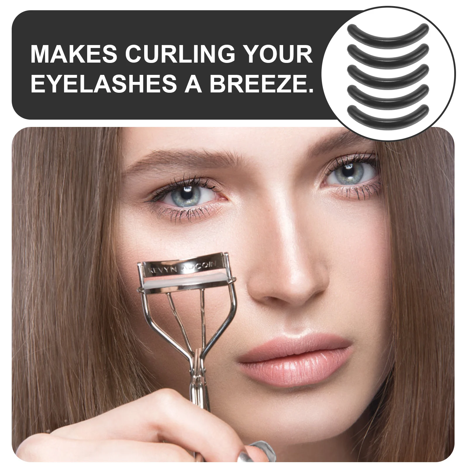 

50pcs Eyelash Curler Refill Pads Replacement Silicone Cushions Black Washable Refills For Women Smooth Easy To Replace Eyelash