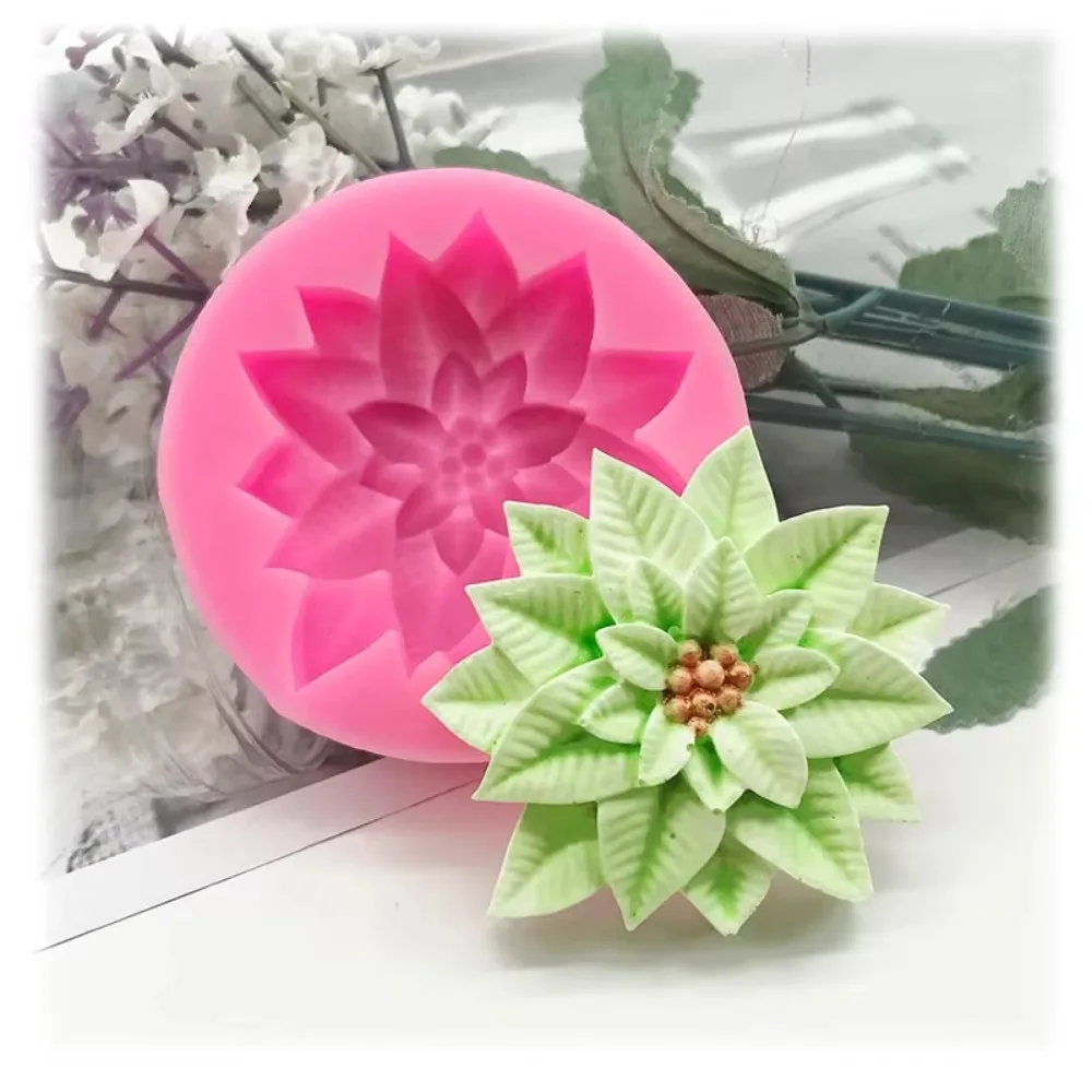 New Holly Leaf Silicone Mold Cake Baking Christmas Decoration Tool Chocolate Soap Red Fruit Flower Candle Mould Kitchenware DIY