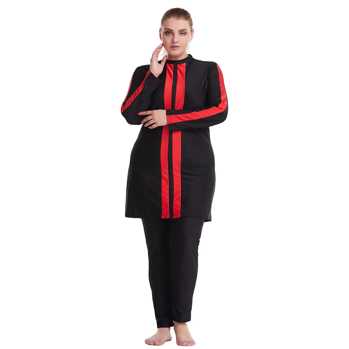 3PCS Dünne Stil Sportliche Muslimischen Bademode Burkini Femmes Frauen Modest Badeanzug Badeanzug Hijab Top Hose Islamischen Bademode Plus