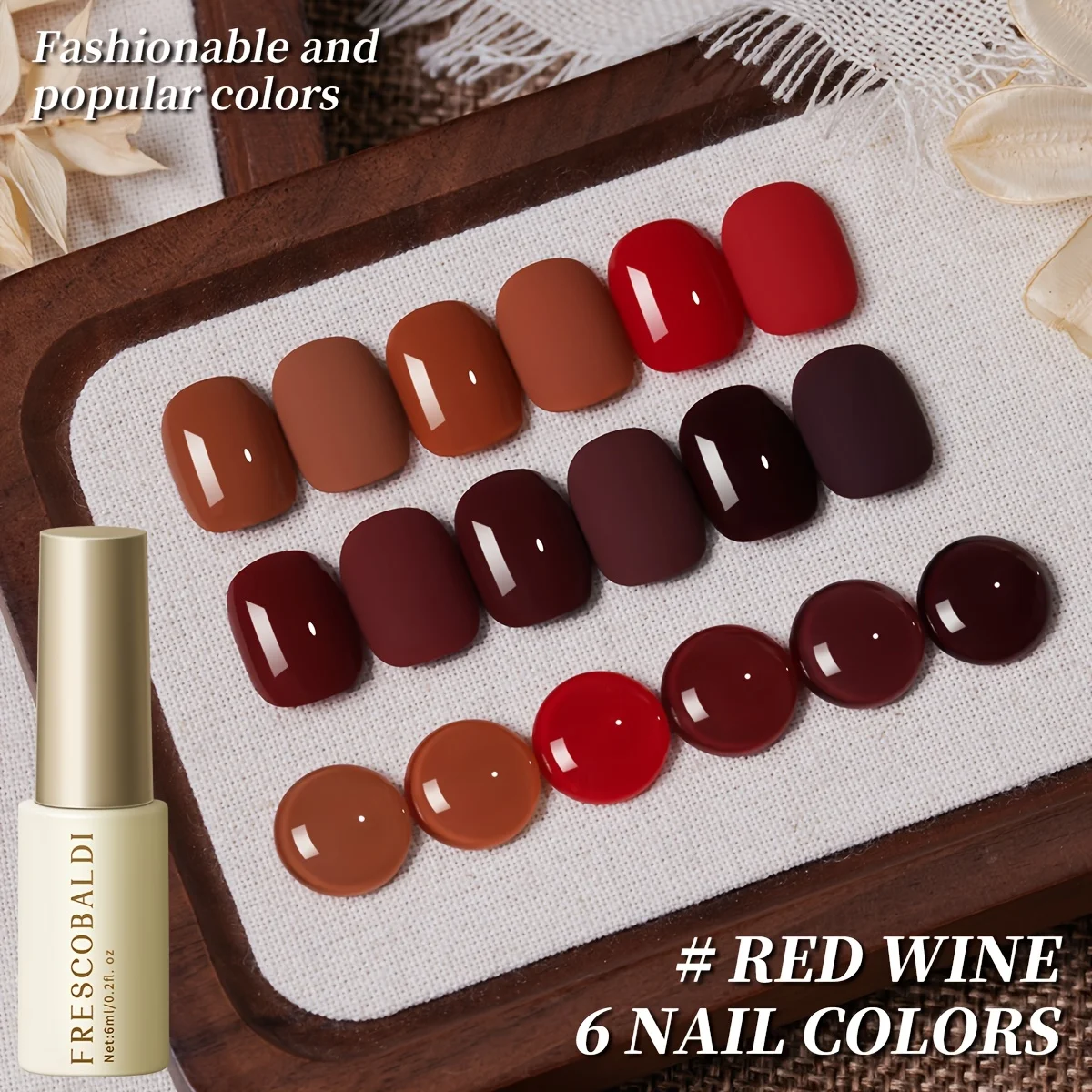 6 Stück rotes Set --- Ancola Red Series Nagellackkleber 2025 Neues beliebtes Kirschburgunder-Nagelkunst-Set