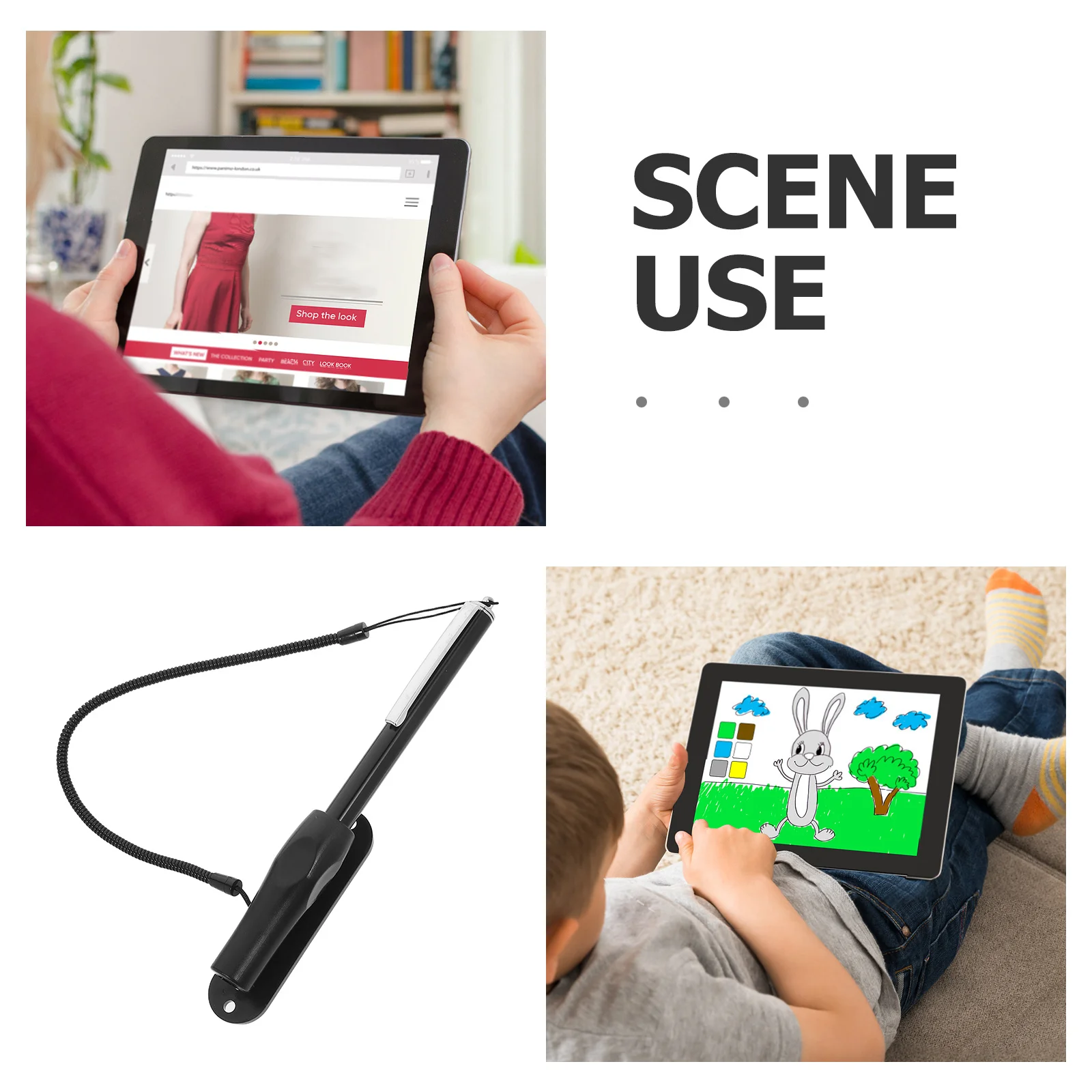 قلم ستايلس تفاعلي لشاشات اللمس، حامل أدوات رسم دقيق للكتابة، لمسة نهائية سوداء أنيقة، بناء متين