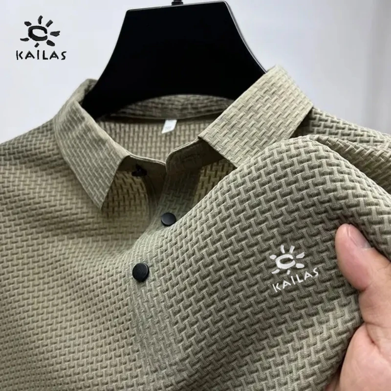 Summer New Embroidered Silk Elastic Polo Shirt for Men's Luxury Trend Fashion Leisure Breathable Cool Short Sleeved T-shirt Top